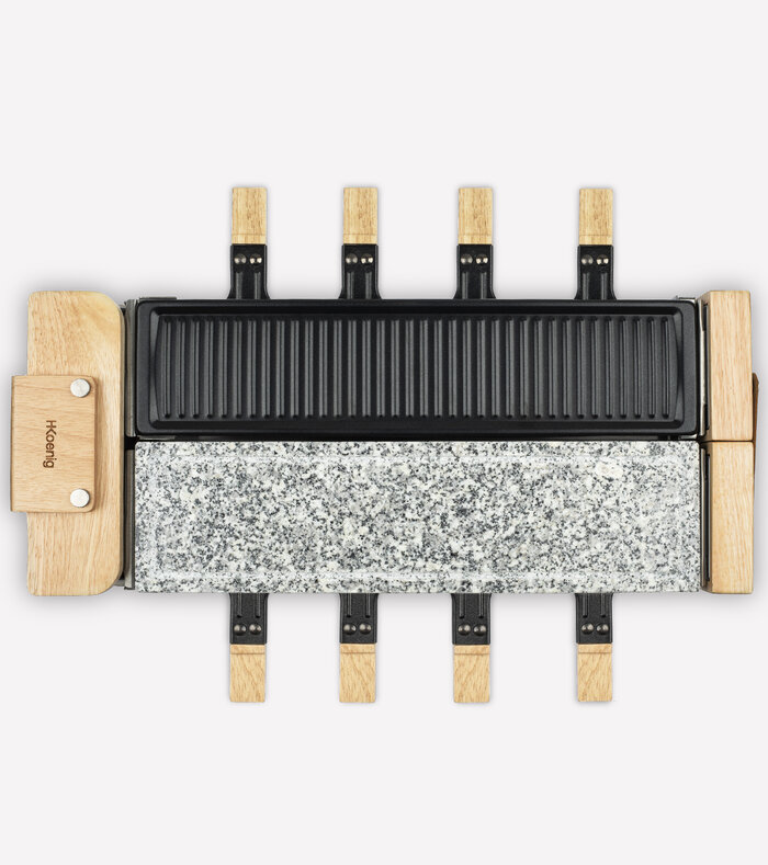 Macchina per raclette, pietra e griglia, WOD360 per 8 persone design in legno